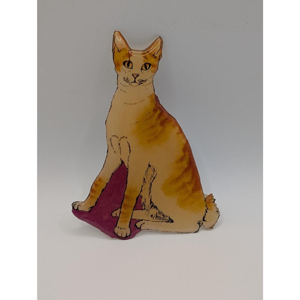 Vintage Whiskers Orange Tabby Cat Pin Signed M Brenden 1989 Kazumi